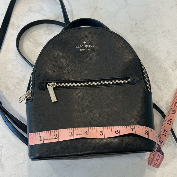 Kate Spade Black Perry Leather Backpack Gold Hardware Pockets - Picture 13 of 15